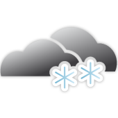 Mäßiger Schneefall, überwiegend bewölkt